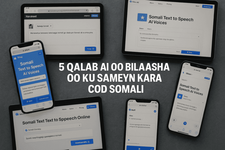 5 Qalab AI Oo Bilaash ah Oo Ku Sameyn Kara Cod Somali (Text‑to‑Speech)